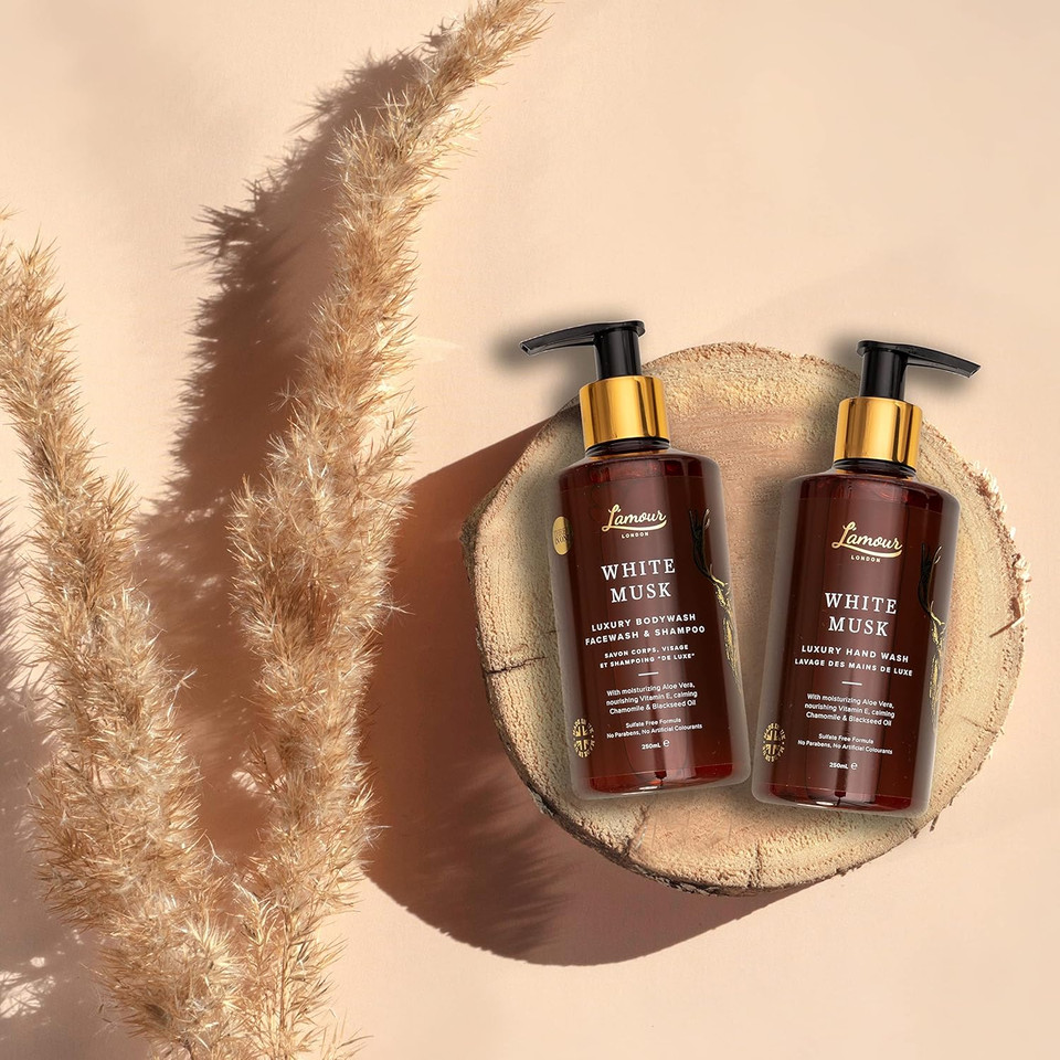 L'amour Natural | White Musk | Luxury Hand Wash | Essential Oils | Sulphate Free | Gentle for dry and sensitive skin | 250mL