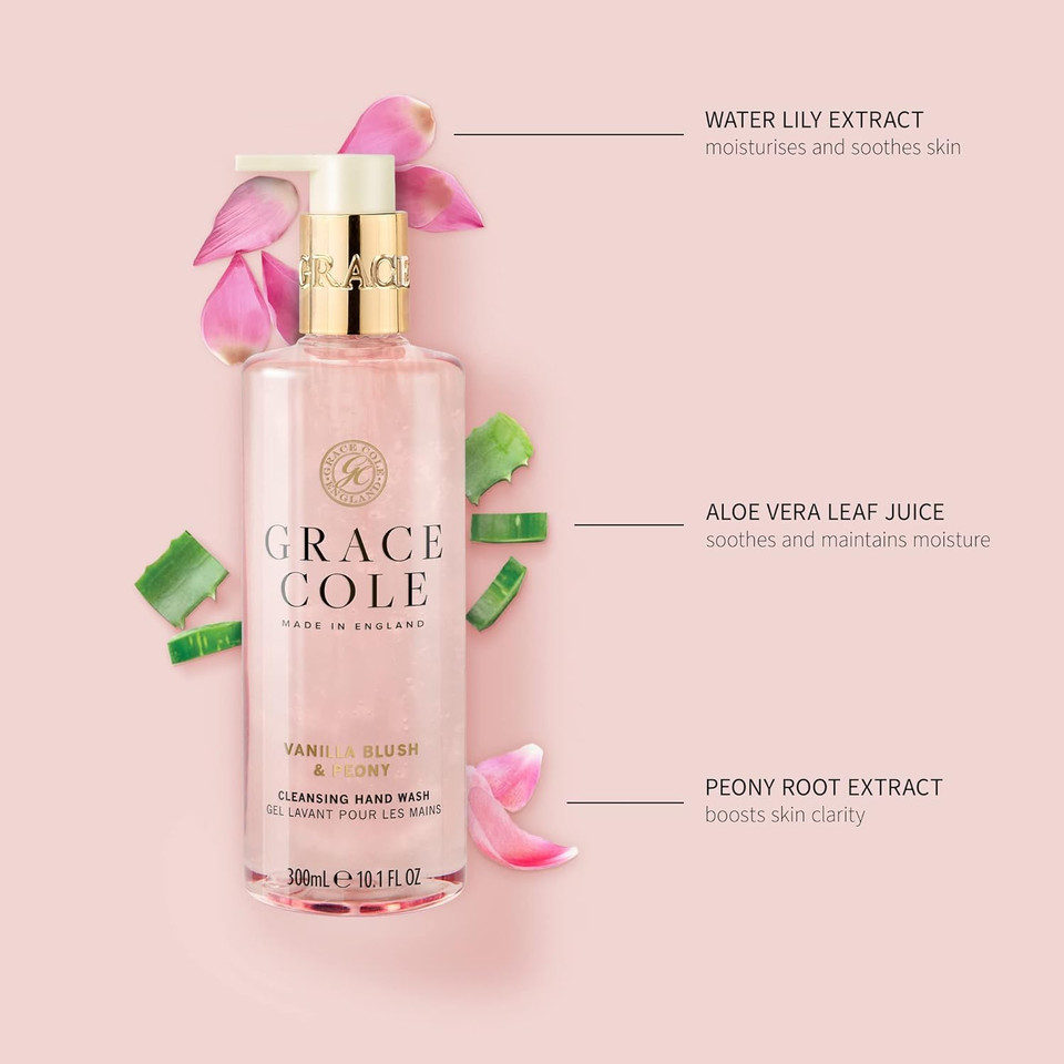 Grace Cole Ginger Lily & Mandarin Hand Wash 300ml - Moisturising Liquid Soap Essential Oils - Vegan and Cruelty Free, No SLS or Parabens - Made In England