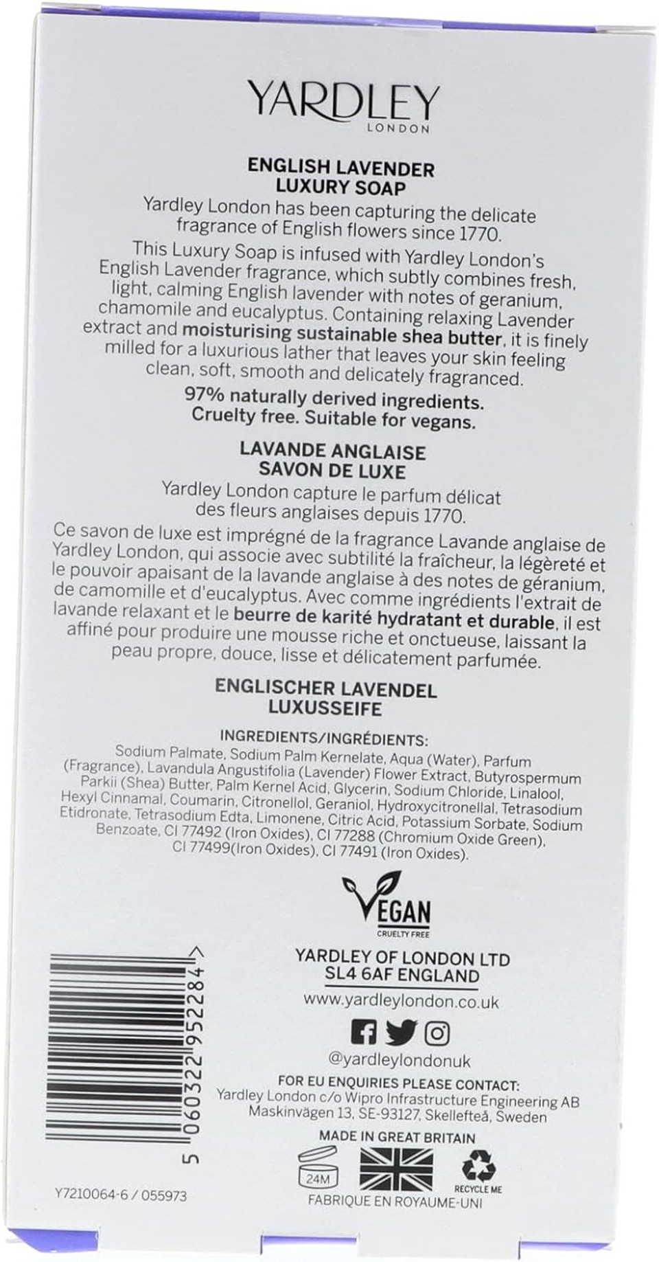 Yardley English Lavender Of London 3 Luxury Soaps