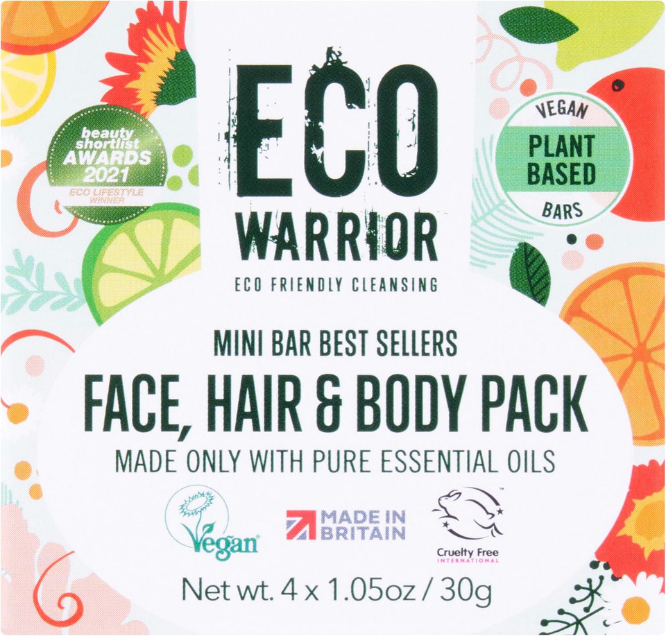 Eco Warrior Mini Soap Gift Set - Vegan, Cruelty Free, No SLS or Parabens, Little Soap Company Gift For Her, Organic Body & Hand Soap Bars 4 x 30g