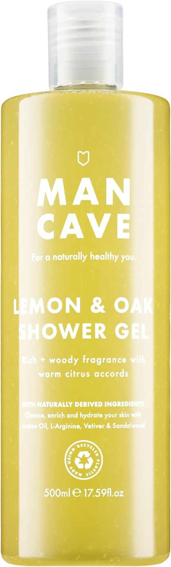 ManCave Wild Mint Shower Gel for Men, Energising Aroma with Lemon, Peppermint and Eucalyptus Oil, Sulphate and Paraben Free, Natural, Vegan, Cruelty Free, 500 ml