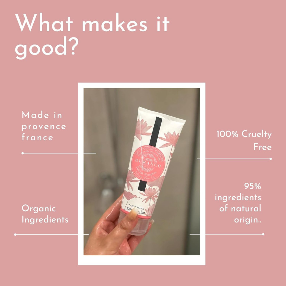 Durance Les Eternelles Natural Shower Gel For Women (200ml) Cotton Musk Fragrance - Womens Body Wash | Nourishes, Gently Cleanses, Hydrates & Softens Skin