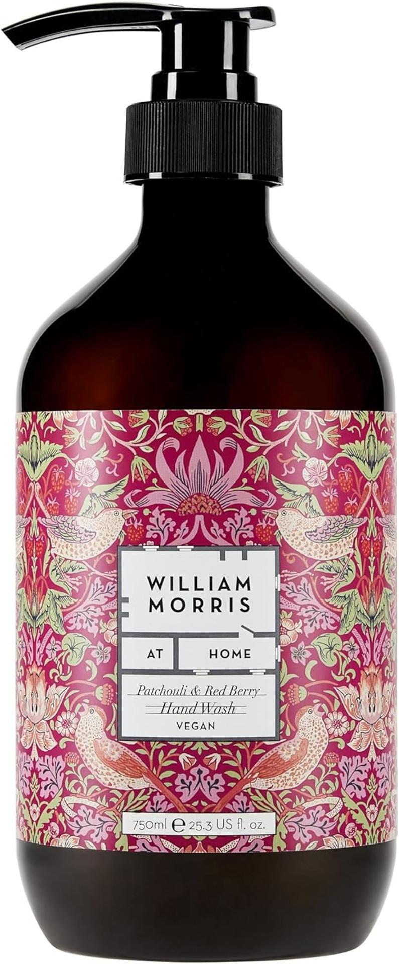 William Morris at Home Patchouli & Red Berry Hand Wash | Bring Style To Bathroom & Kitchen | Sulphate-Free | Cruelty Free & Vegan Friendly | 500ml