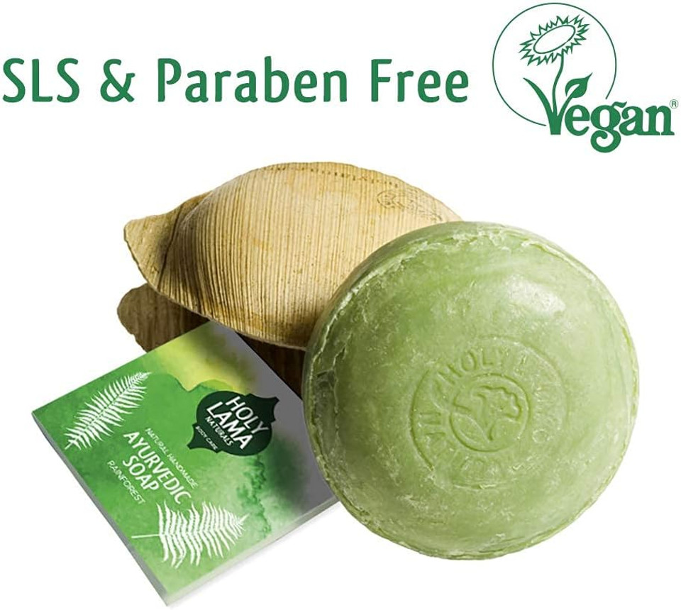 Holy Lama Natural Handmade Ayurvedic Vetivert Vegan Soap for Hand & Body - Rainforest