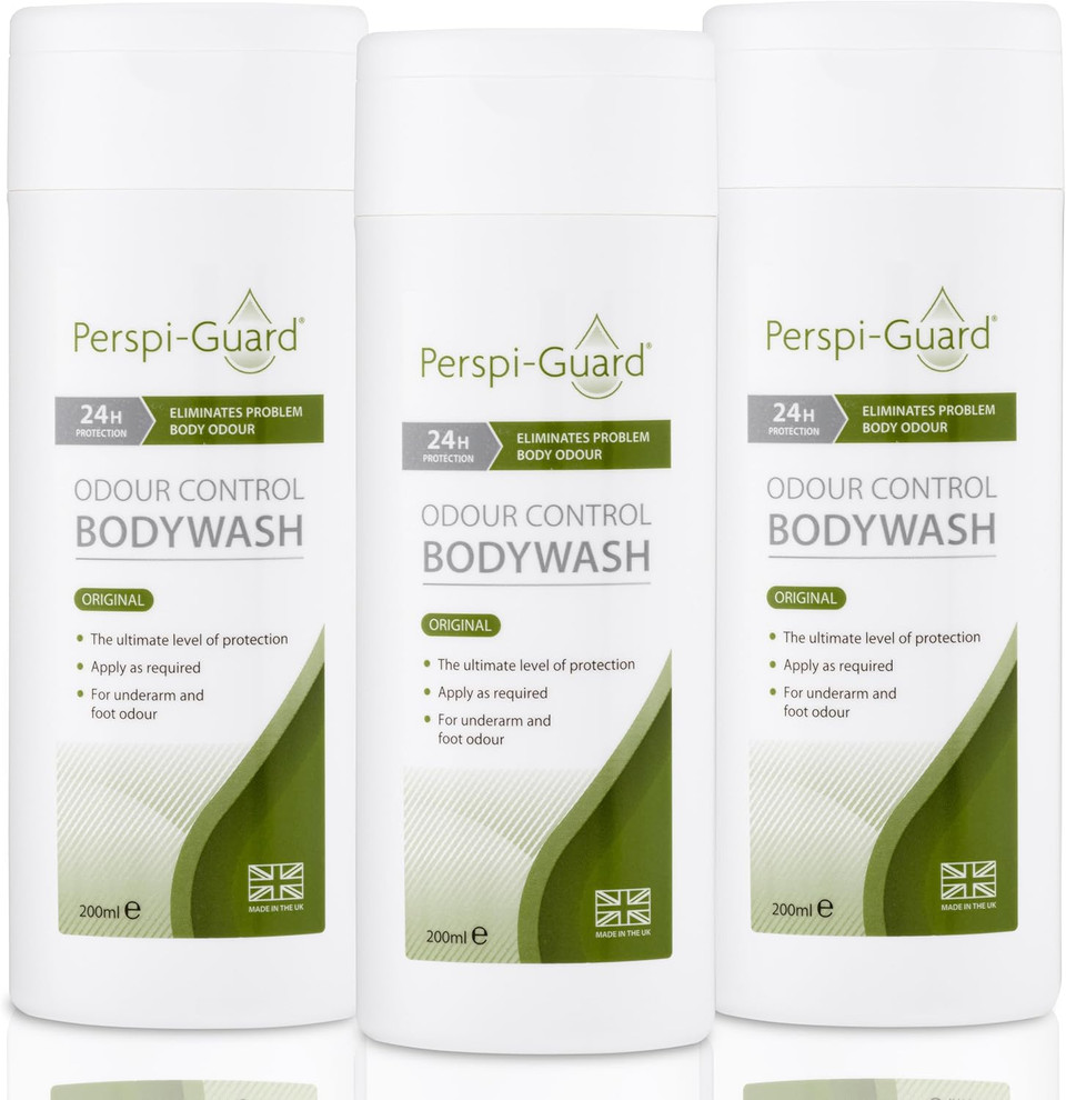 Perspi-Guard Odour Control Antibacterial Body Wash for Men & Women, Anti Bacterial Shower Gel Targets Body Odour for Lasting Protection, 200ml, 3-Pack