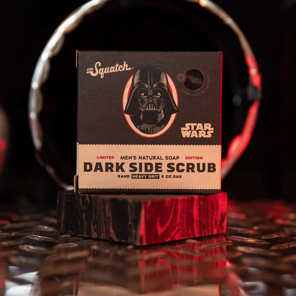 Dr. Squatch Mens Starwars Dark Side Scrub Soap  Limited ! - Natural Exfoliating Soap Bar for Men with Charcoal, Sand and Coconut Oil  Bar Handmade in USA
