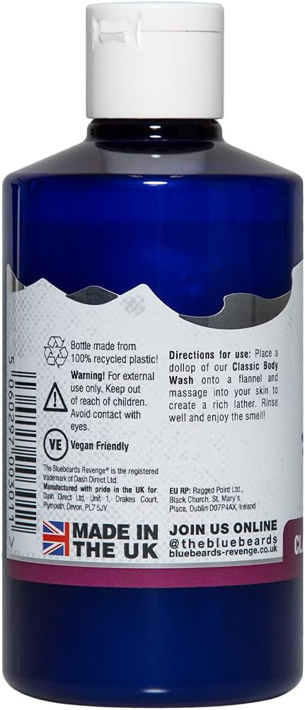 The Bluebeards Revenge, Classic Body Wash For Men, Vegan Friendly Moisturising Shower Gel, SLS And Paraben Free, 300ml