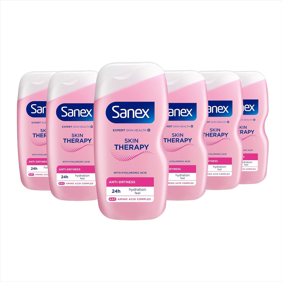 Sanex Skin Therapy Anti-Dryness Shower Cream 450ml | dry skin body wash | *relieves dryness and reduce itchiness | amino acid complex with hyaluronic acid | supports skins barrier | 0% sulphates