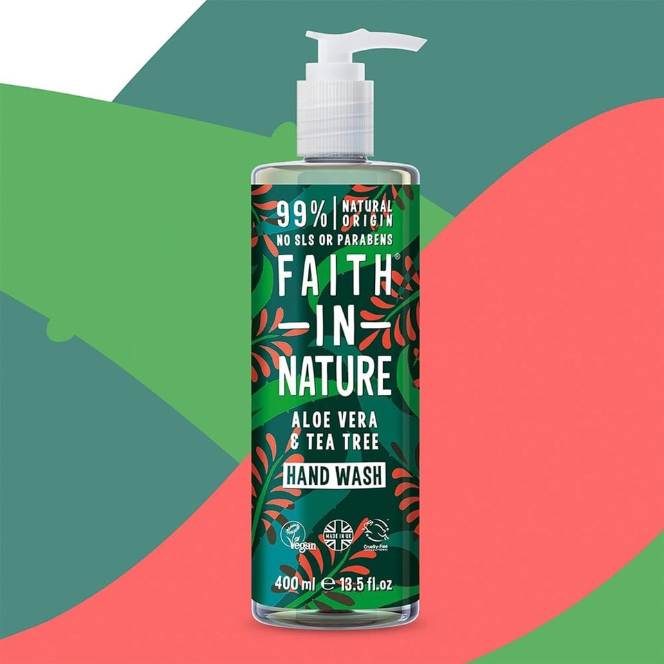 Faith In Nature Natural Aloe Vera and Tea Tree Hand Wash, Nourishing, Vegan and Cruelty Free, No SLS or Parabens, 400 ml
