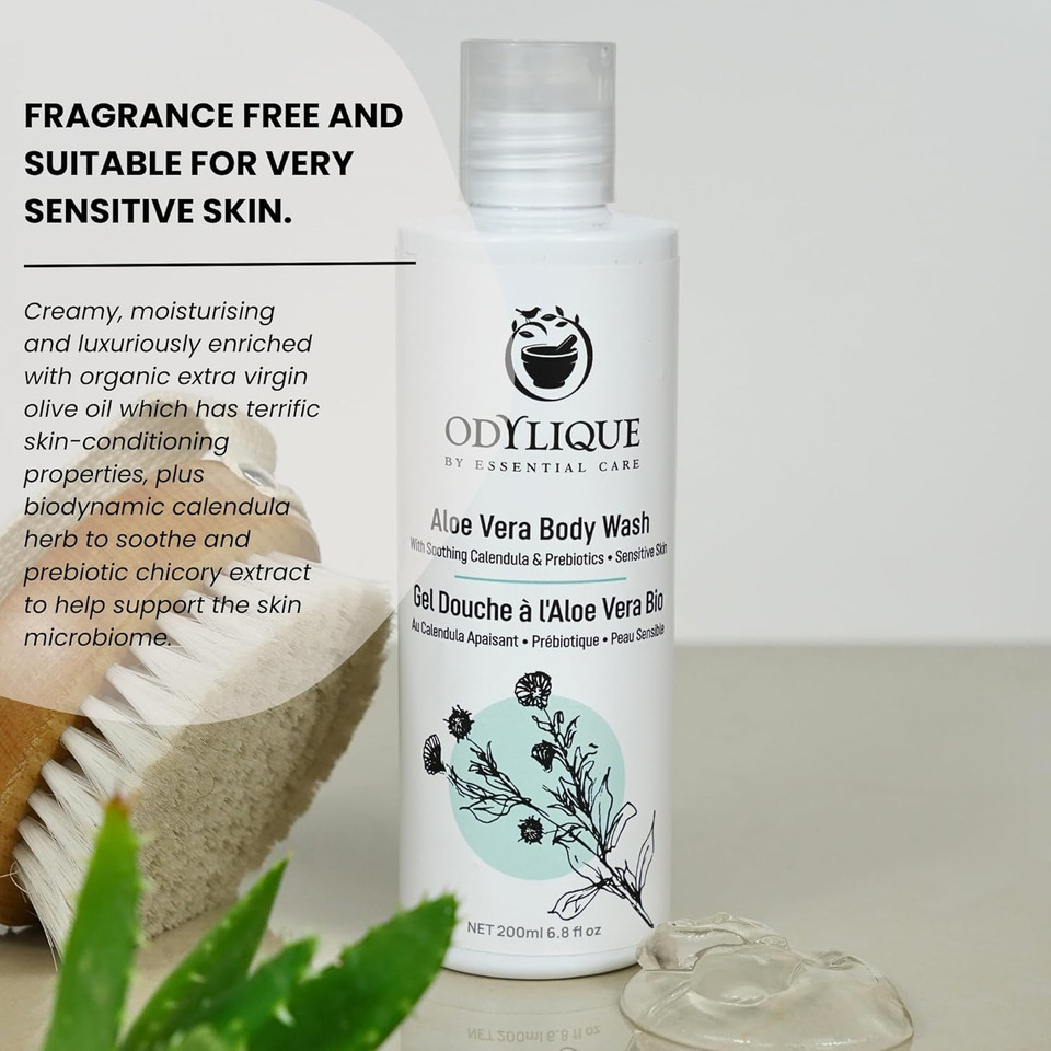 Odylique Aloe Vera Body Wash 500ml | Unscented | Vegan, Organic & 100% Natural | Sulphate Free