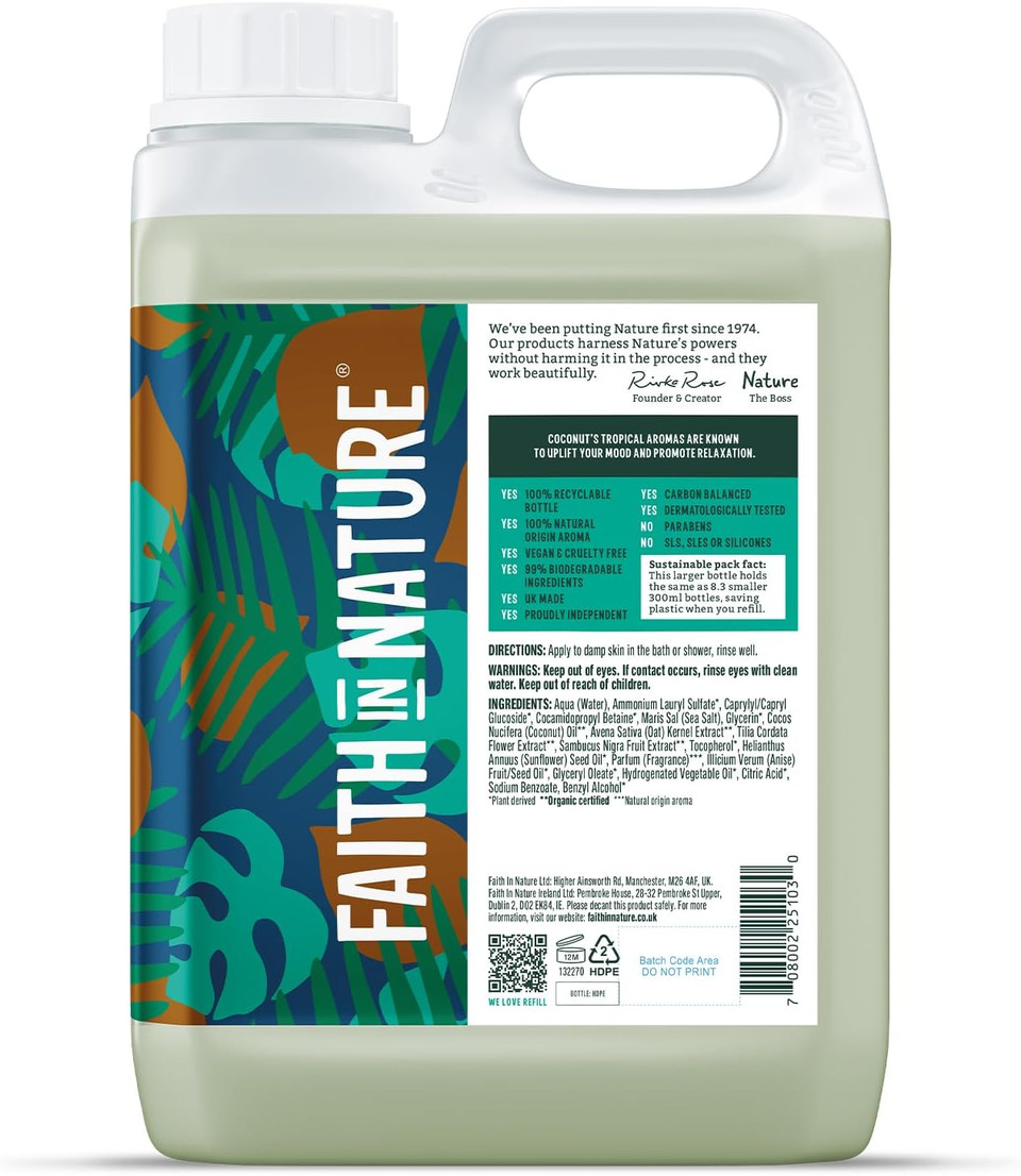 Faith In Nature Natural Dragon Fruit Body Wash, Rejuvenating Shower Gel, Vegan & Cruelty Free, No SLS or Parabens, 2.5L Refill
