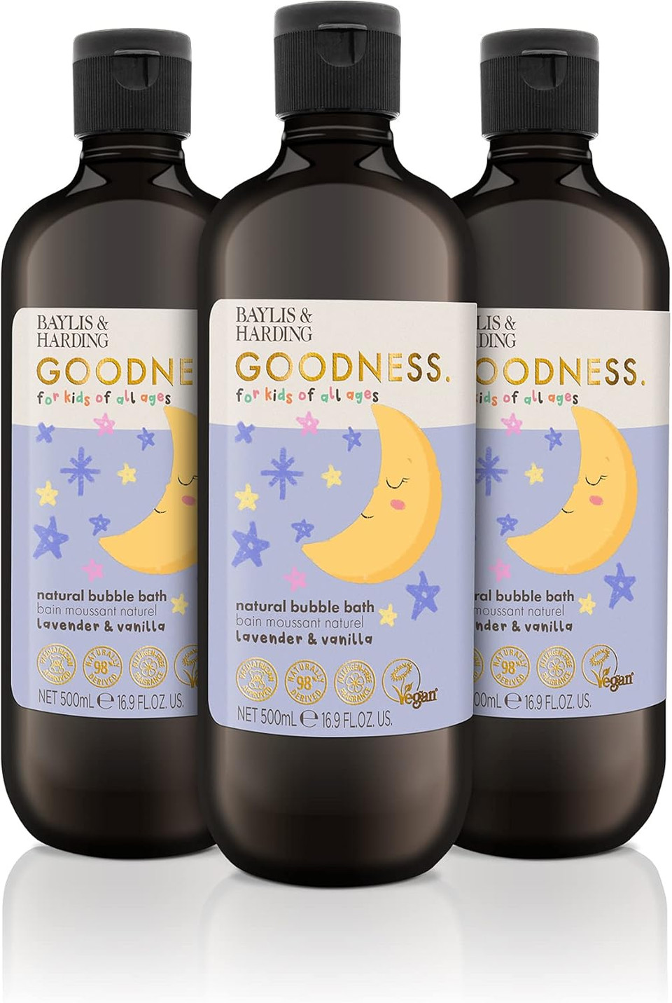 Baylis & Harding Goodness Kids Toiletries Bundle: 3 x 500 ml Body Wash & 3 x 500 ml Bubble Bath (6 bottles) - Vegan Friendly