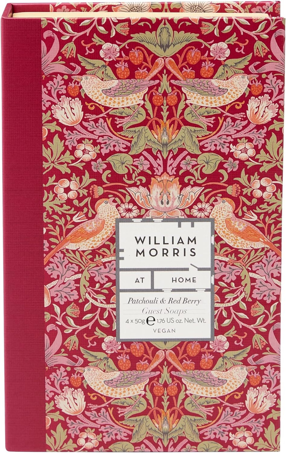 William Morris At Home Guest Soaps 4 x 50 g, Citrus Fragrance, Travel Size, Vegan Friendly and Cruelty Free, Beauty Gift For Her, Bergamot & Vetiver Golden Lily Collection