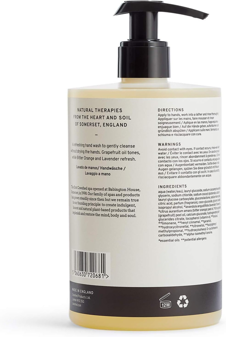 Cowshed Refresh Grapefruit, Lavender & Bitter Orange Hand Wash, 500 ml