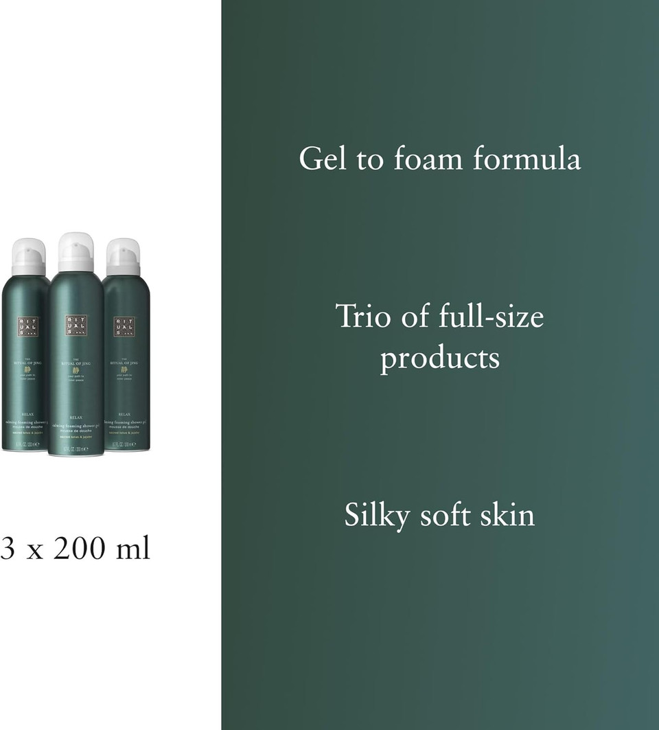 RITUALS Shower Foam The Ritual of Hammam - Value Pack - Shower Gel with Eucalyptus and Argan Oil - Refreshing Foaming Shower Gel - Economy Pack, 3 x 200ml
