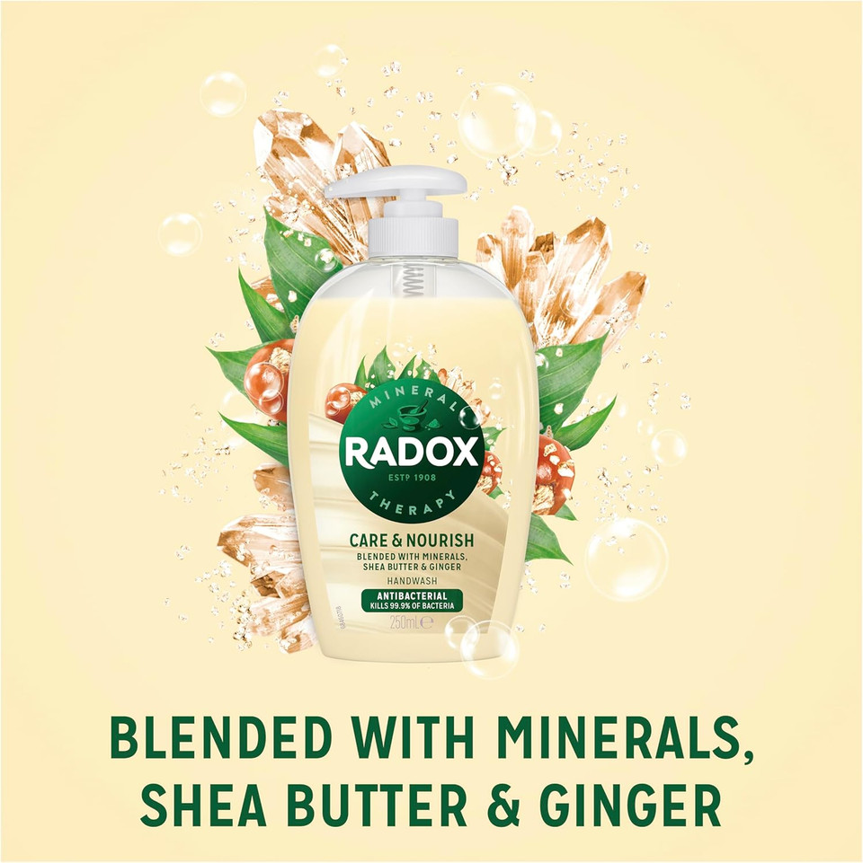 Radox Mineral Therapy Care & Nourish Antibacterial Handwash Liquid Soap that kills 99.9% of bacteria for cleansed & nourished hands 250 ml