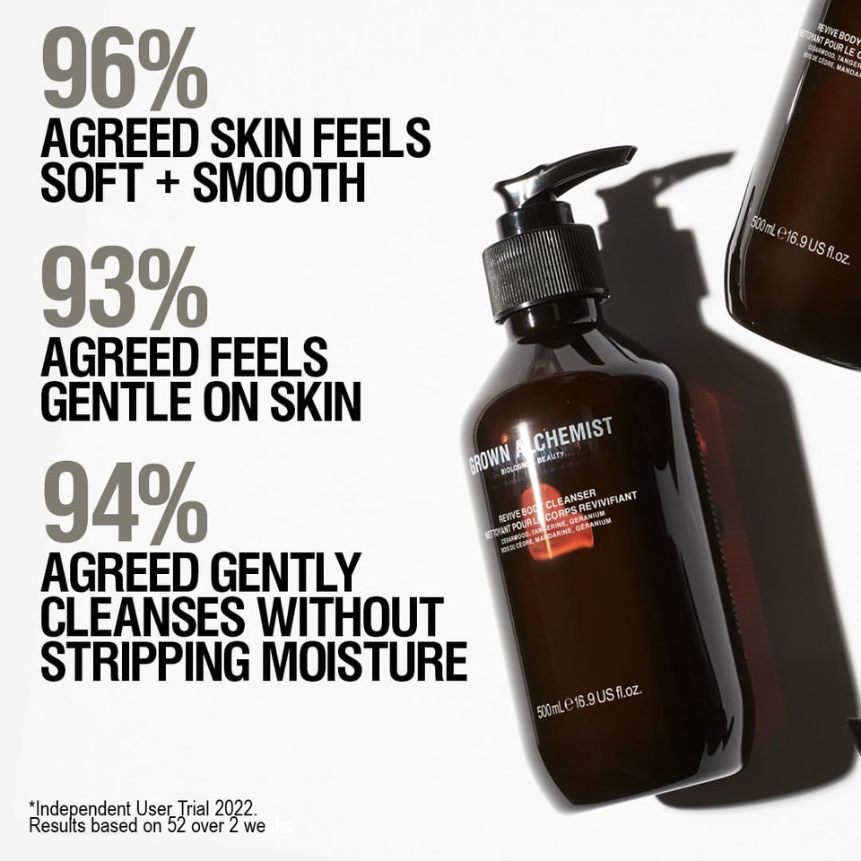 Grown Alchemist Body Cleanser, Geranium, Tangerine, Cedarwood - Organic Body Wash, Sensitive Exfoliating and Moisturising, Natural Bathing Cleansers, Luxury Antioxidant Shower Gels