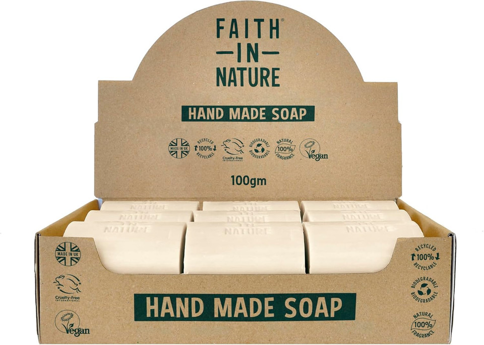 Faith In Nature Natural Lavender Hand Soap Bar Box Set, Relaxing, Vegan & Cruelty Free, No SLS or Parabens, 18 x 100g