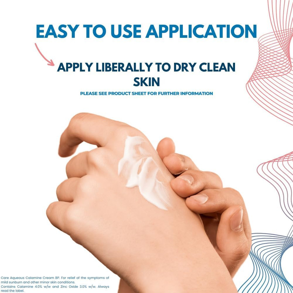 Care Aqueous Calamine Cream Sunburn Relief Soothing Itch Relief Cream Itchy skin relief for adults & Children TLC For Dry Skin And Other Minor Skin Conditions 100g 1 Pack