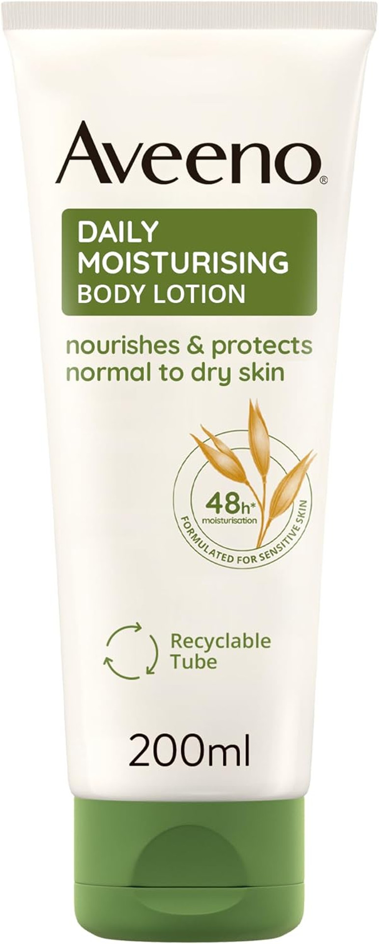 Aveeno Daily Moisturising Body Lotion (1x 200ml), Hydrating Lotion Enriched with Nourishing Colloidal Oatmeal, Gentle Body Moisturiser Suitable for Sensitive and Dry Skin