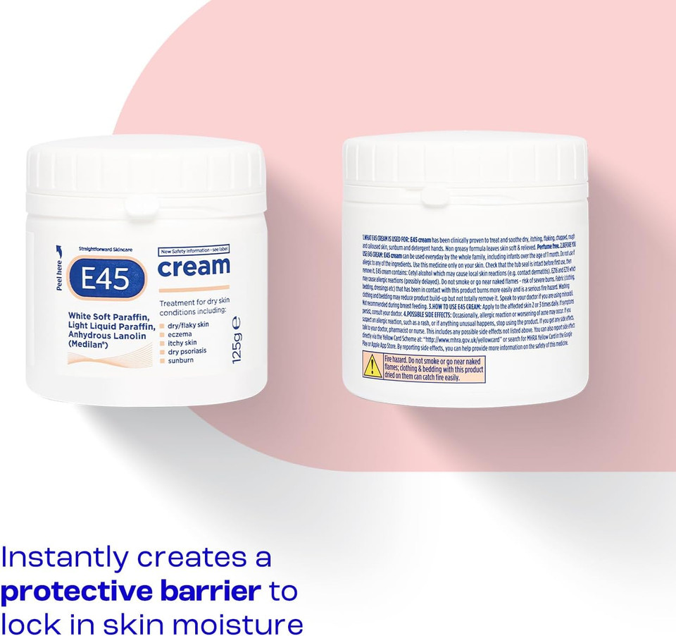 E45 Cream 125 g  Moisturiser for Dry Skin and Sensitive Skin - Emollient Body Cream to Soothe Dry and Irritated Skin - Itchy Skin, Eczema Cream - Perfume-Free Face Cream and Non-Greasy Hand Cream E45 Cream 125 g  Moisturiser for Dry Skin and Sensitive Skin - Emollient Body Cream to Soothe Dry and Irritated Skin - Itchy Skin, Eczema Cream - Perfume-Free Face Cream and Non-Greasy Hand Cream