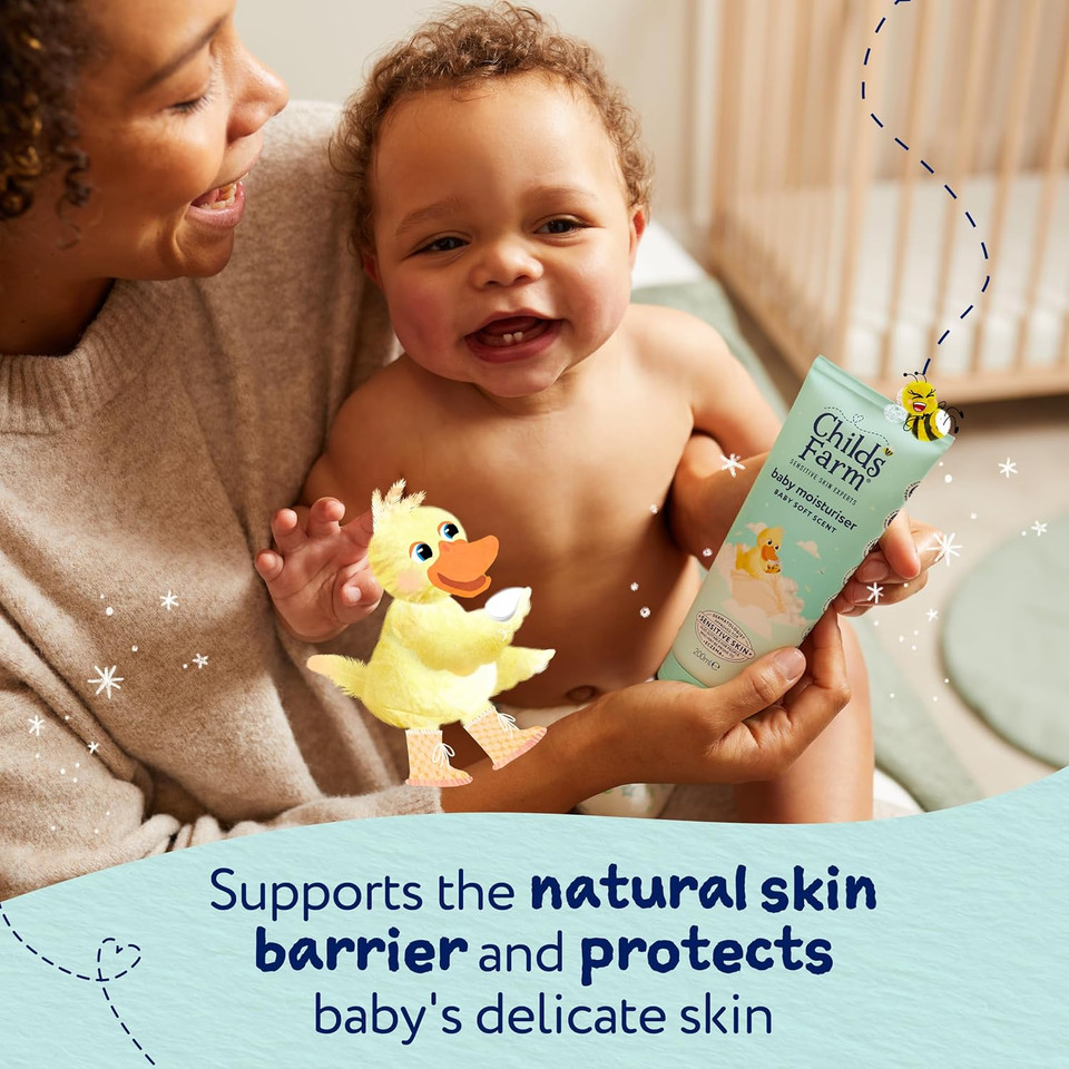 Childs Farm Baby Moisturiser, Baby Soft Scent | Moisturising & Hydrating | Suitable for Newborns with Dry, Sensitive Skin, 200ml