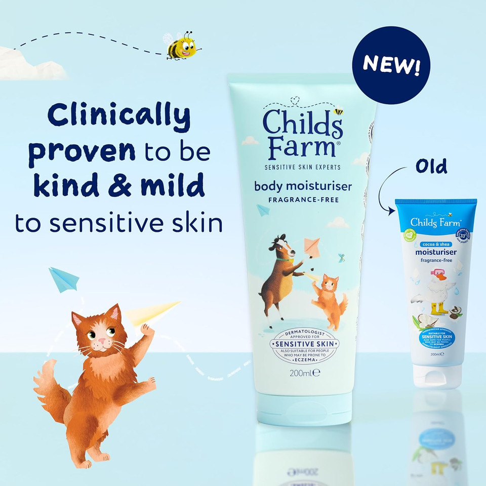Childs Farm Kids Moisturiser, Fragrance Free | Soothing, Moisturising & Hydrating | Suitable for Dry, Sensitive Skin, 200ml