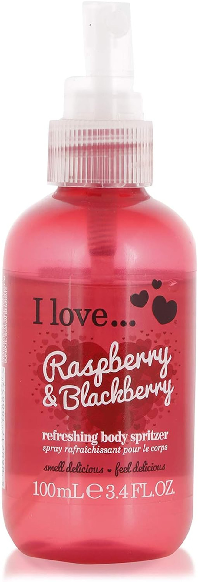 I Love Raspberry & Blackberry Body Spritzer, Formulated With Natural Fruit Extracts to Keep You Cool & Fragranced, TravelSize Essential Providing OnTheGo Refreshment, VeganFriendly 100ml