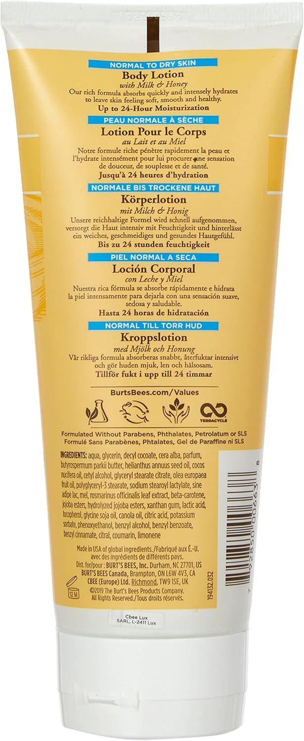 Burt's Bees Hemp Body Lotion with Hemp Seed Oil for Dry Skin Tube, 170 ml