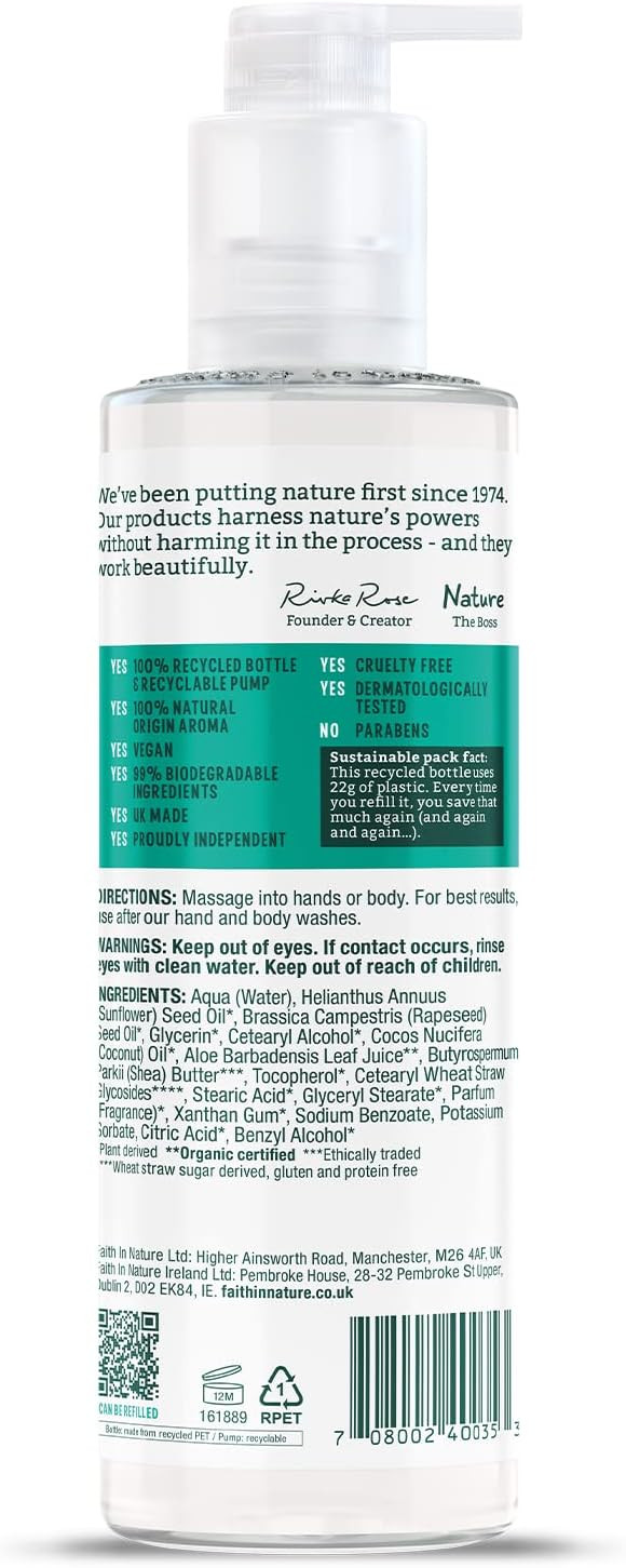 Faith In Nature Natural Lavender and Geranium Hand and Body Lotion, Relaxing, Vegan and Cruelty Free, No SLS or Parabens, 400 ml