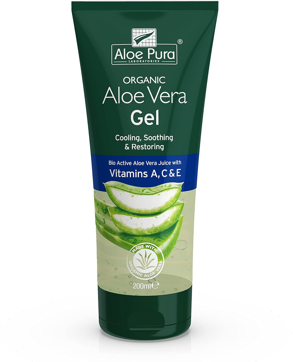 Aloe Pura, Organic Aloe Vera Gel with Vitamin's A, C and E, Natural, Vegan, Cruelty Free, Paraben and SLS Free, Soothing, Restoring, 200 ml
