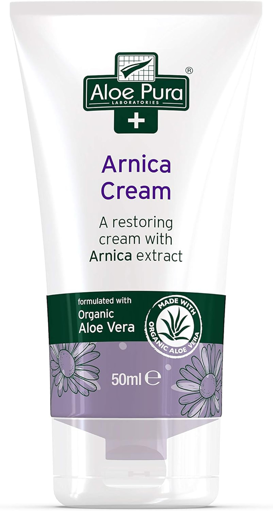 Aloe Pura, Arnica Cream with Organic Aloe Vera, Natural, Vegan, Cruelty Free, Paraben & SLS Free, Restoring, 50 ml