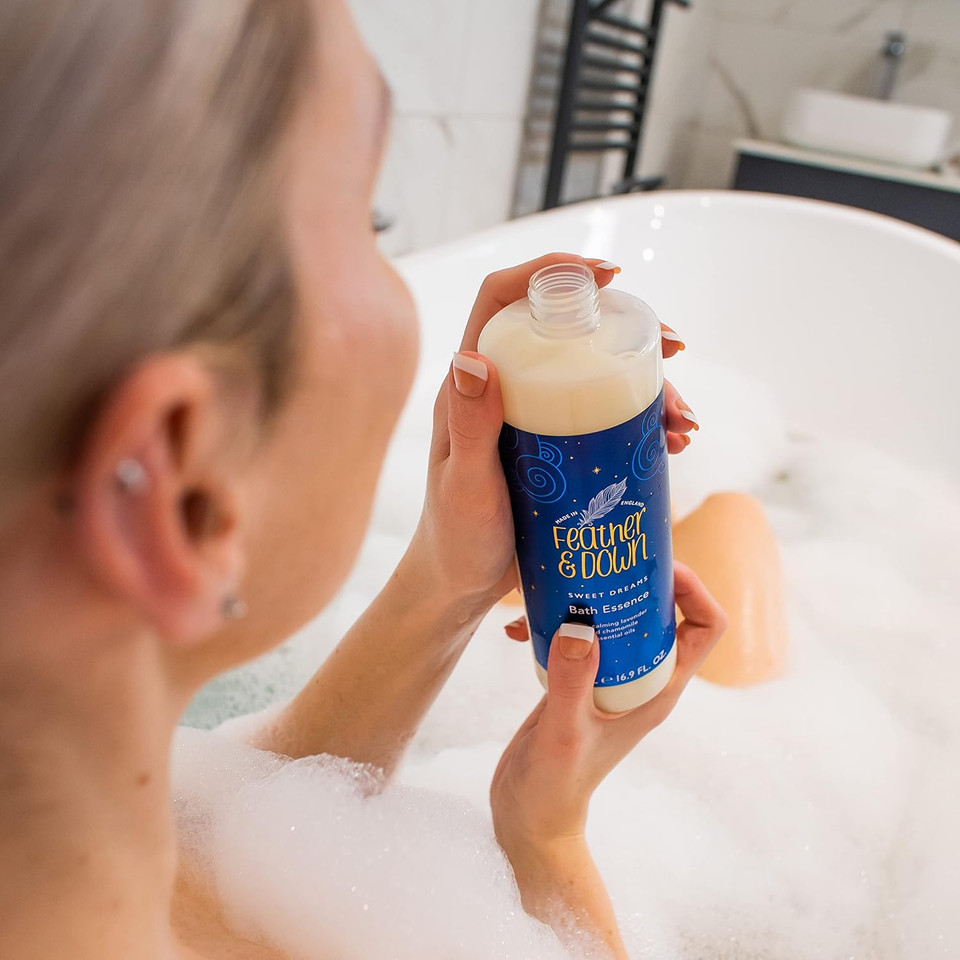 Feather & Down Sweet Dream Bath Essence (500ml)  with Calming Lavender & Chamomile Essential Oils. Helps to Prepare You for a Restful Nights Sleep. Cruelty Free. Vegan Friendly