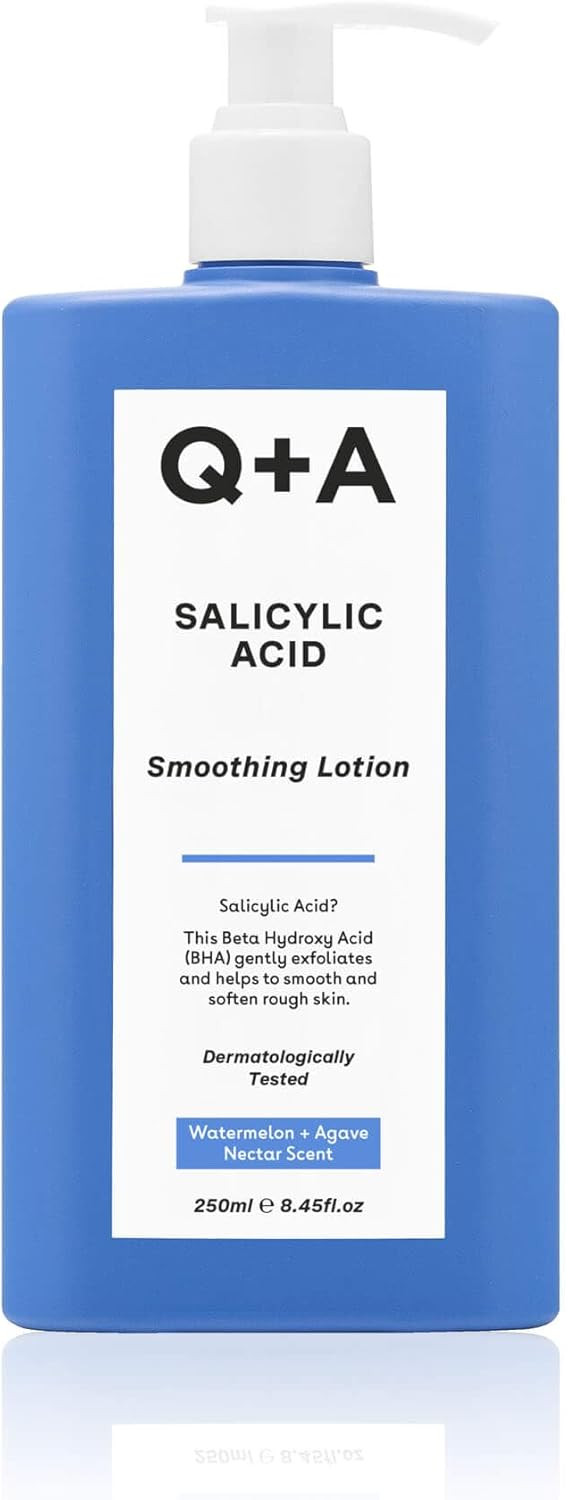 Q+A Salicylic Acid Smoothing Body Lotion (250ml), Body Moisturiser with Watermelon & Agave Scent, Body Butter Alternative, Smooths Rough Bumpy Skin, Clears Blemishes & Uneven Texture
