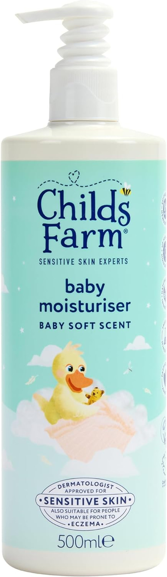 Childs Farm Baby Moisturiser, Baby Soft Scent | Moisturising & Hydrating | Suitable for Newborns with Dry, Sensitive Skin, 500ml