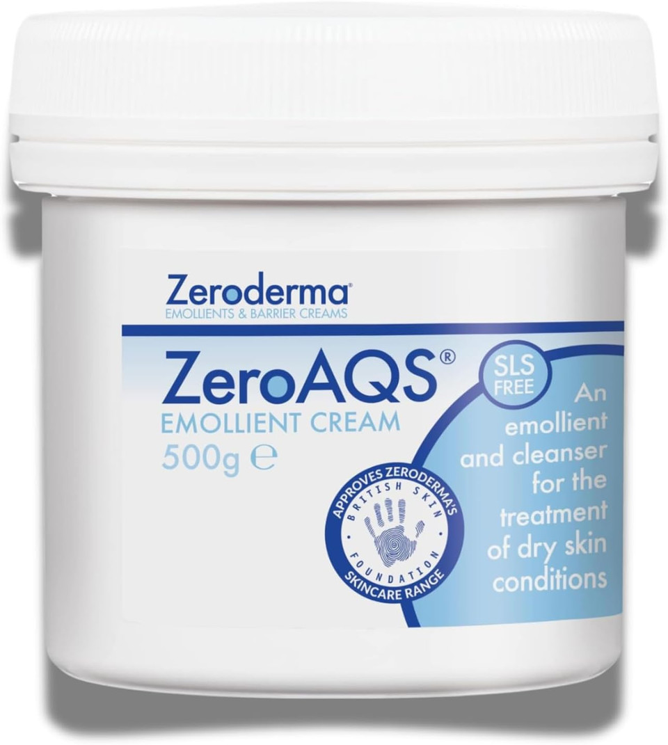 Zeroderma ZeroAQS Emollient Cream, 2-in-1 Emollient & Soap Substitute, adds moisture for the relief of flaking dry skin conditions. 500g
