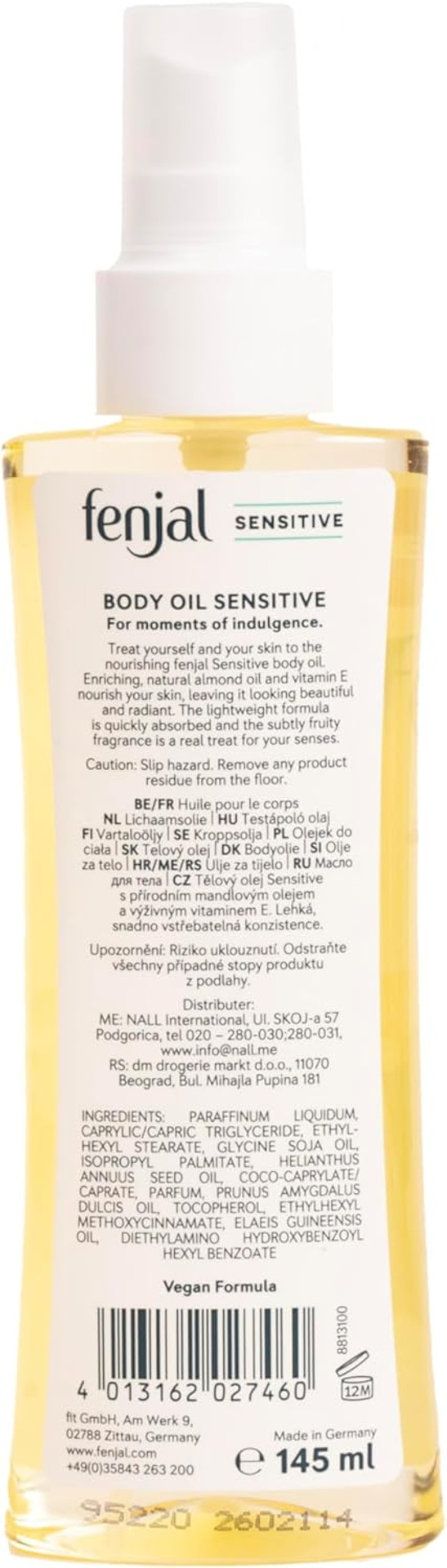 Fenjal Sensitive Body Oil, Healthy-Looking Glow, 145 ml
