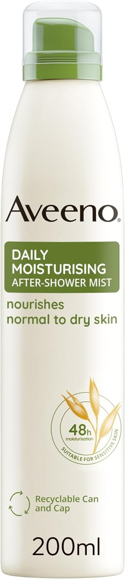 Aveeno Daily Moisturising After-Shower Mist, Formulated With Oats, Suitable For Sensitive Skin, Non-Greasy Fast Absorbing Spray, Locks In Moisture 48h, 200ml (Pack of 2)