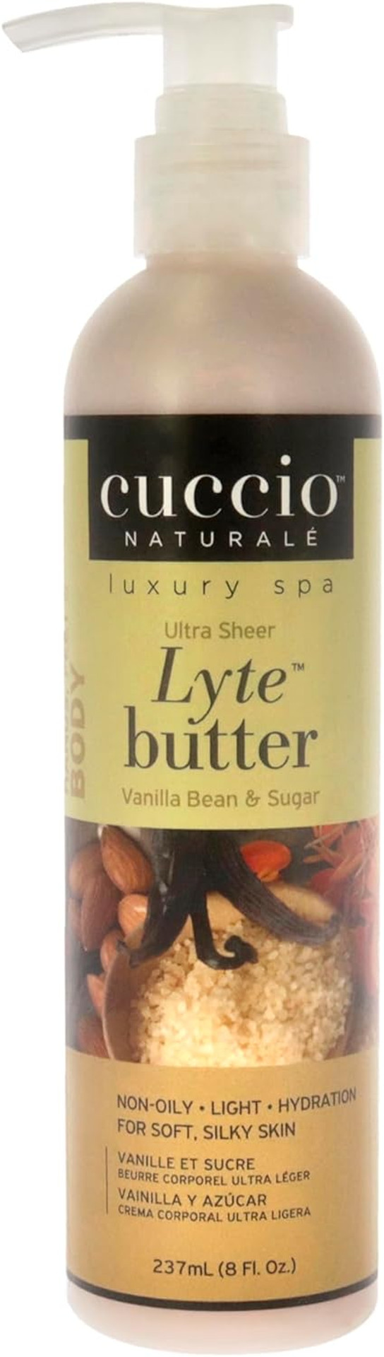 Cuccio Lyte Ultra Sheer Body Butter, Vanilla Bean & Sugar, 8 fl oz