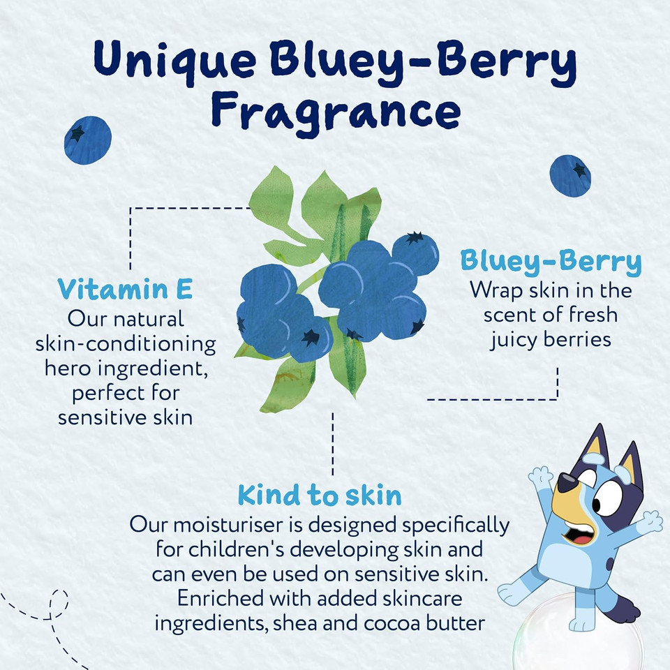Childs Farm Kids Bluey Moisturiser, Bluey-Berry | Soothing, Moisturising & Hydrating | Suitable for Dry, Sensitive Skin, 200ml (Pack of 2)
