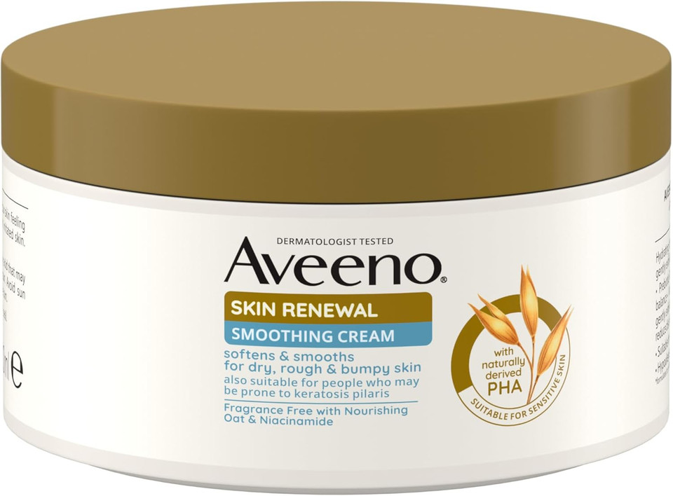 Aveeno Skin Renewal Smoothing Cream (1x 300ml?), Smoothing Cream for Dry, Rough & Bumpy Skin. Fragrance Free with Nourishing Oat & Niacinamide