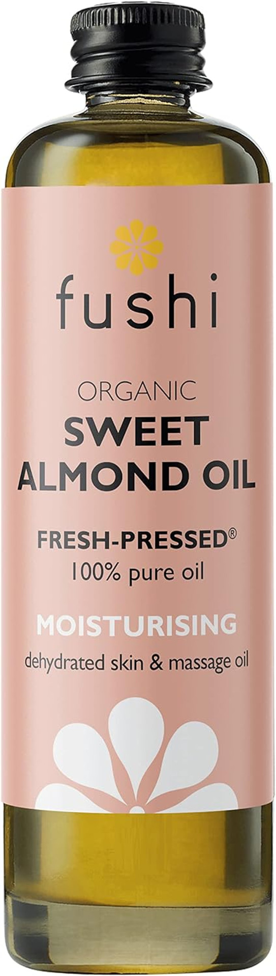 Fushi Sweet Golden Almond Organic Oil 100 ml | Fresh-Pressed | Best for Dull Skin, Dry Hands, Skin Cleansing, Sensitive Skin|Ethical & Vegan Society Approved|Manufactured in the UK