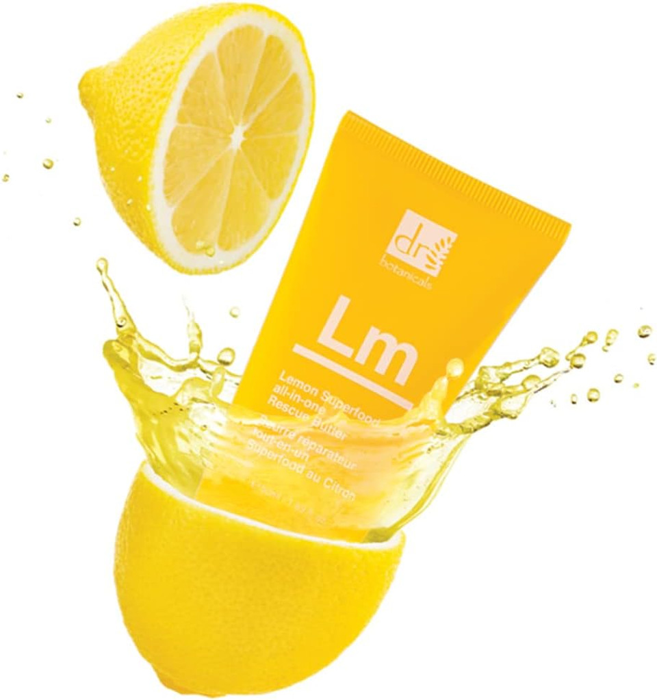 Dr Botanicals Lemon Rescue Body Butter  Intensely Nourishing Moisturiser for Face, Hands, Body & Feet  Zesty Lemon Scent  Targets Dry & Rough Skin  50ml