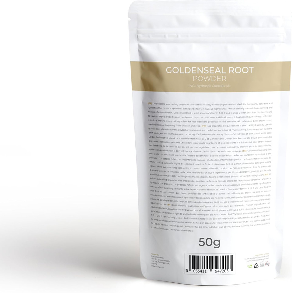 Mystic Moments | Goldenseal Root Extract 5% Alkaloids | Hydrastis Canadensis | Natural Herbal Antibiotic & Antifungal | Anti-Inflammatory & Antiseptic | External Use | Pure Herbal Extract | 25g