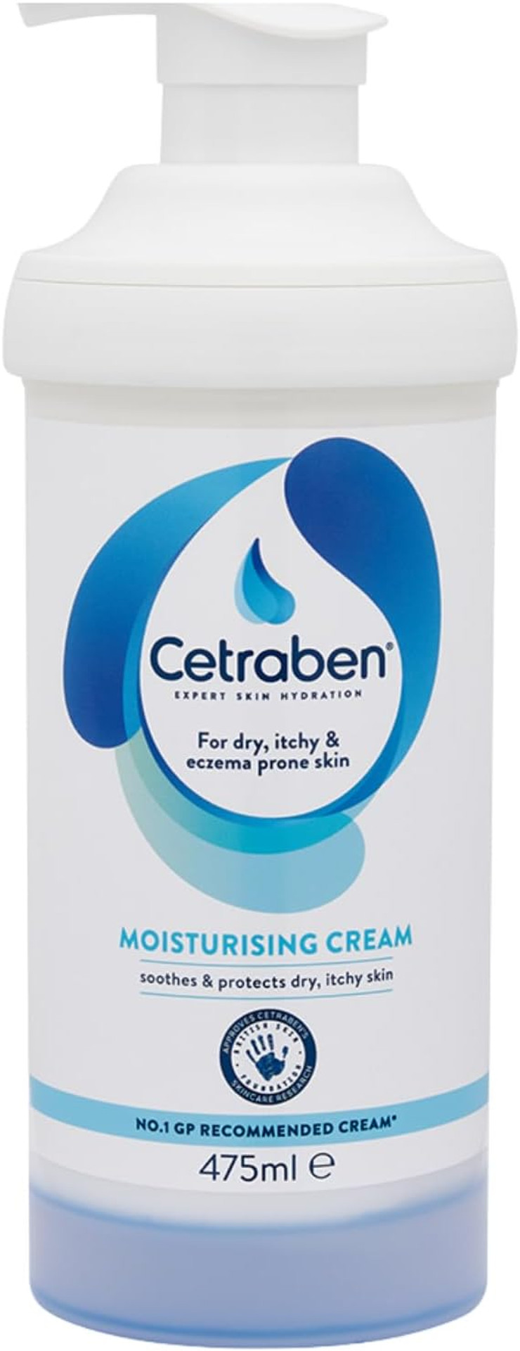 Cetraben Moisturising Cream, For Dry, Itchy, Sensitive & Eczema-Prone Skin, Soothe, Moisturise, Hydrate, & Protect, Dermatological Moisturiser,Daily Use on the Body, Fragrance Free, 1 x 475ml