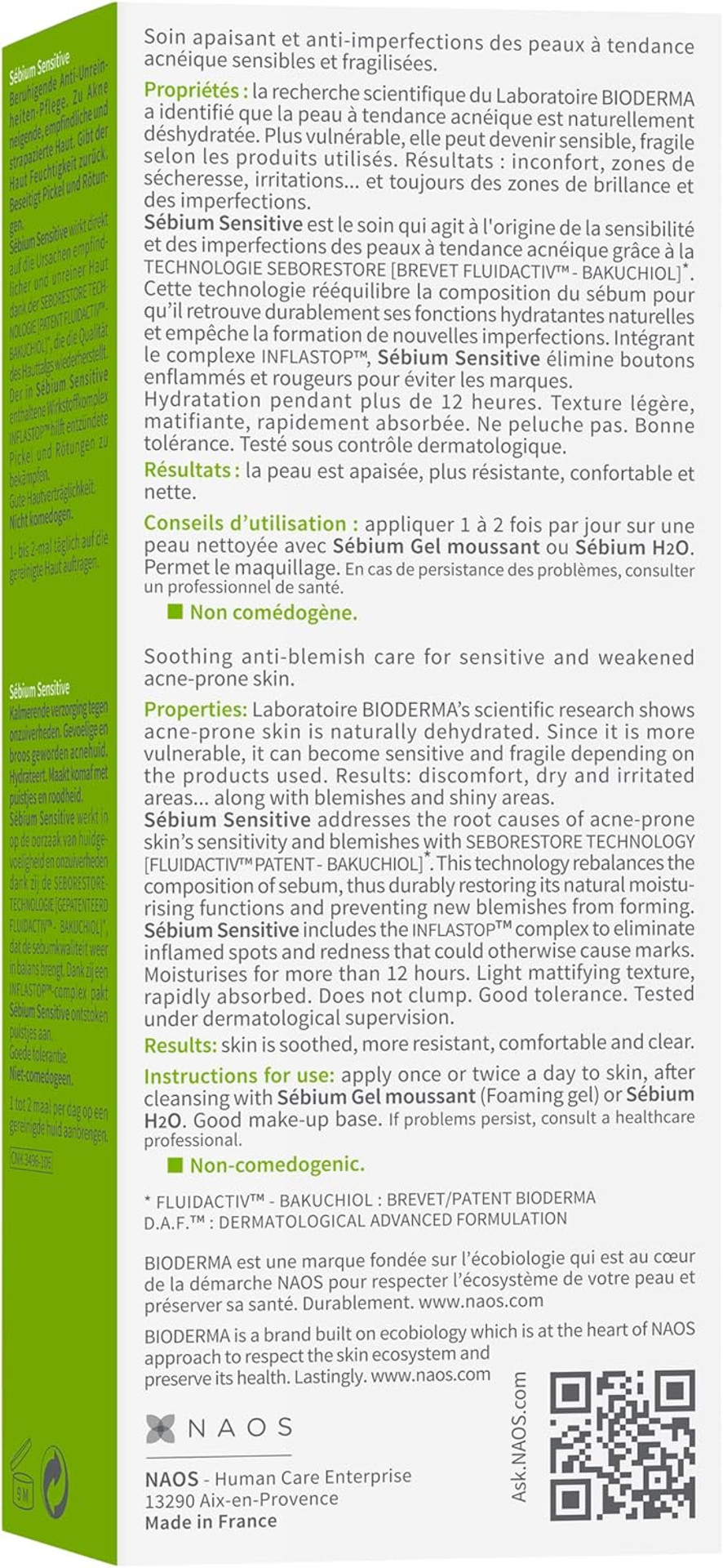 Bioderma Sébium Sensitive - Soothing Moisturiser for Acne Prone Skin, Face Cream Rhydrates Skin, Eliminates Spots & Reduces Redness, 30ml