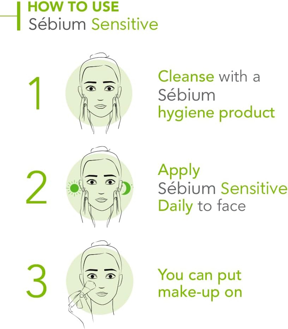 Bioderma Sébium Sensitive - Soothing Moisturiser for Acne Prone Skin, Face Cream Rhydrates Skin, Eliminates Spots & Reduces Redness, 30ml