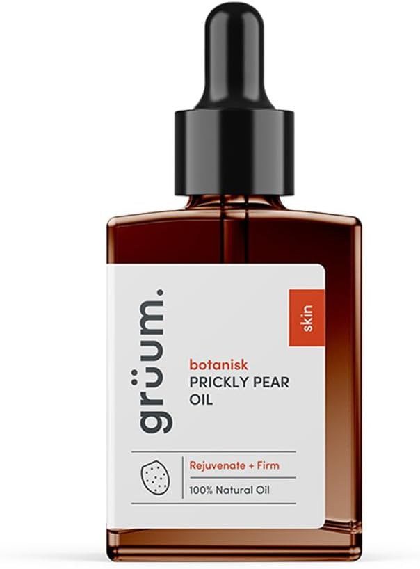 grüum Prickly Pear Oil 30 ml - 100% Natural Hydrating Prickly Pear Seed Oil for Face - Reduces Dark Spots & Dark Circles, Boosts Collagen & Elasticity with Vitamin K, Vitamin E & Fatty Acids