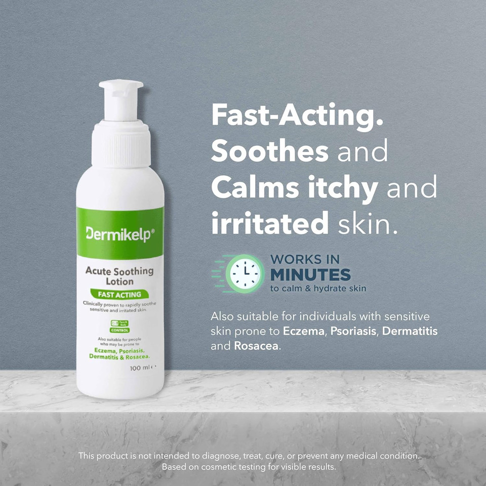 Dermikelp® Acute Soothing Lotion  Fast-Acting Care for Sensitive, Dry Skin  Improves the Appearance of Redness  Dermatologist-Tested with Natural Active Ingredient