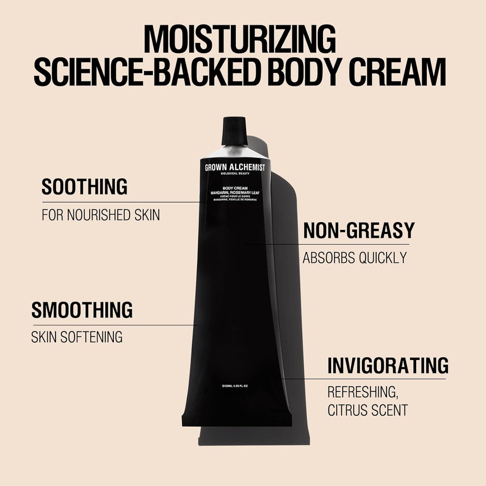 Grown Alchemist Body Cream & Tube Key - Mandarin, Rosemary Leaf, Bioactive Natural Body Skin Care - Deeply Hydrating Moisturiser, Sooth Dry Skin, Firming, Skin Tightening Cream Body Lotion 120 ml